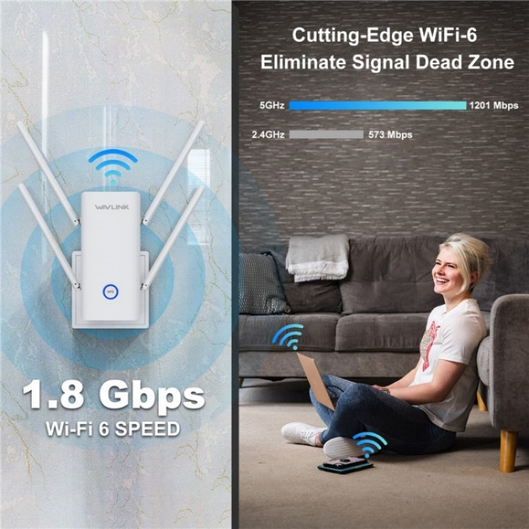 WAVLINK WN583AX1 Ethernet Port AX1800 WiFi6 1.8Gbps Dual Band WiFi Booster Wireless Router, EU Plug – Durable Build, Easy to Use