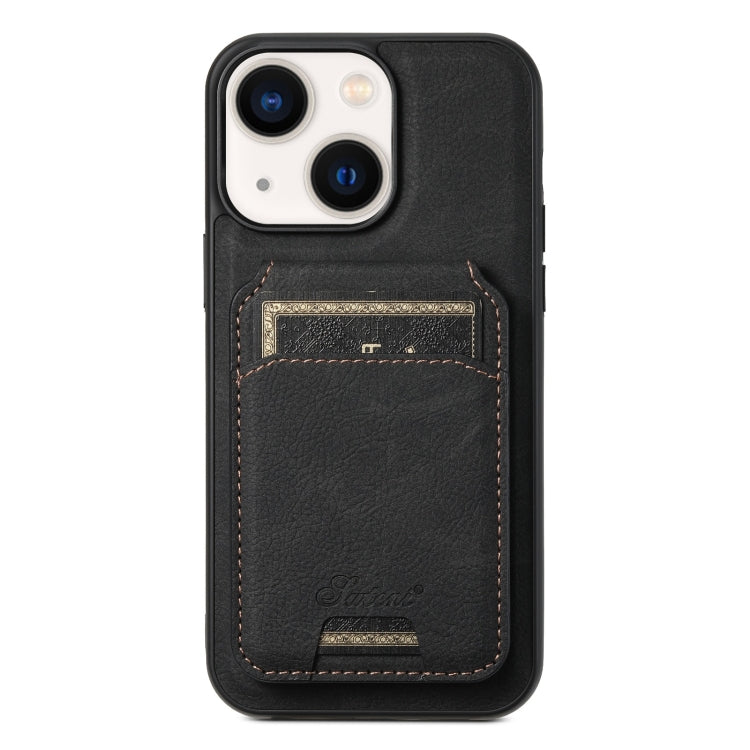 Suteni H16 Litchi Texture Leather Detachable Wallet Back Phone Case – Wear-resistant, Magnetic, Card Slot, For iPhone 14 Pro Max, For iPhone 13 Pro Max, For iPhone 13 Pro, For iPhone 13, For iPhone 12, For iPhone 12 Pro Max For iPhone 13 Black