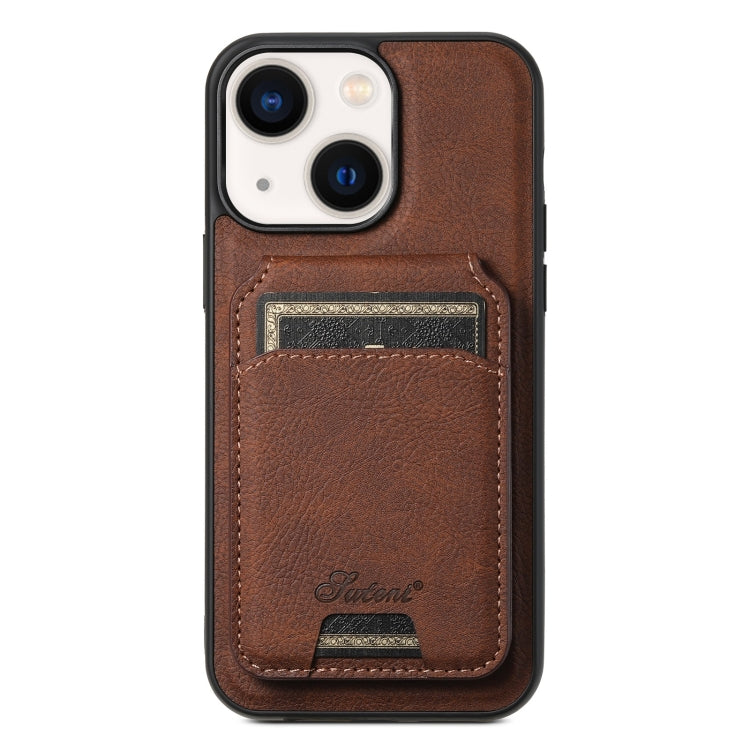 Suteni H16 Litchi Texture Leather Detachable Wallet Back Phone Case – Wear-resistant, Magnetic, Card Slot, For iPhone 14 Pro Max, For iPhone 13 Pro Max, For iPhone 13 Pro, For iPhone 13, For iPhone 12, For iPhone 12 Pro Max For iPhone 13 Brown