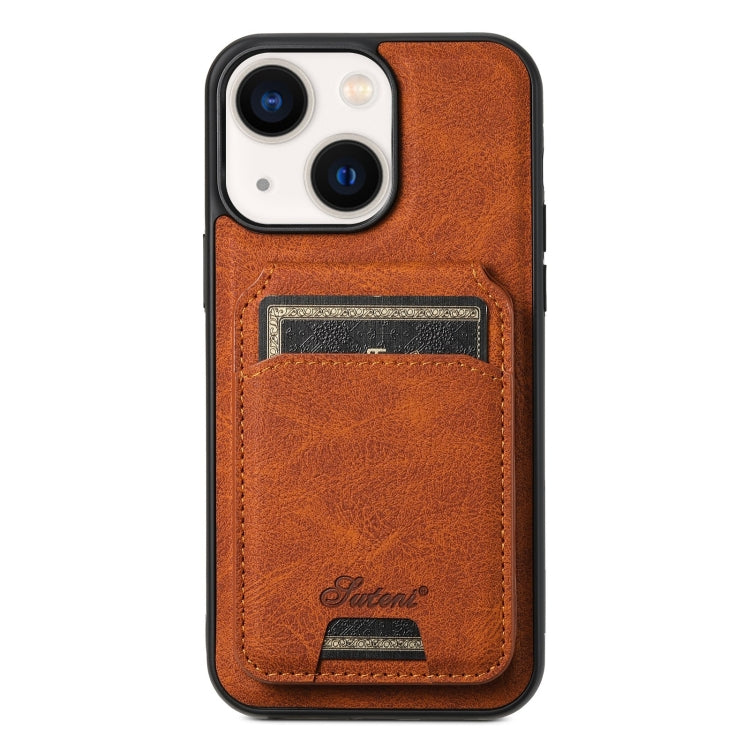 Suteni H16 Litchi Texture Leather Detachable Wallet Back Phone Case – Wear-resistant, Magnetic, Card Slot, For iPhone 14 Pro Max, For iPhone 13 Pro Max, For iPhone 13 Pro, For iPhone 13, For iPhone 12, For iPhone 12 Pro Max For iPhone 13 Khaki