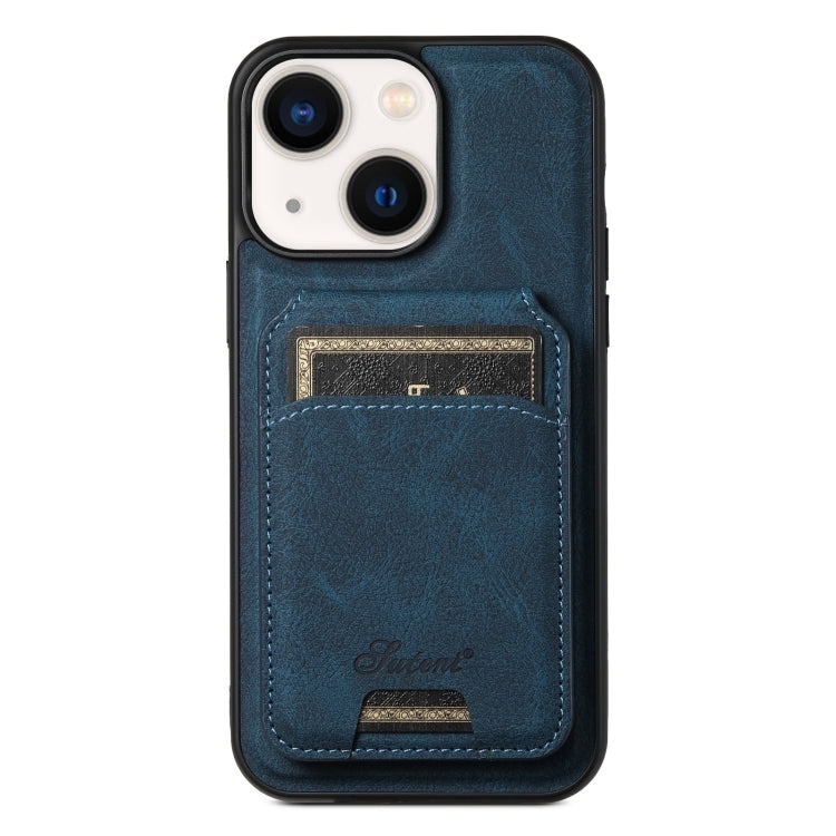 Suteni H16 Litchi Texture Leather Detachable Wallet Back Phone Case – Wear-resistant, Magnetic, Card Slot, For iPhone 14 Pro Max, For iPhone 13 Pro Max, For iPhone 13 Pro, For iPhone 13, For iPhone 12, For iPhone 12 Pro Max For iPhone 13 Blue