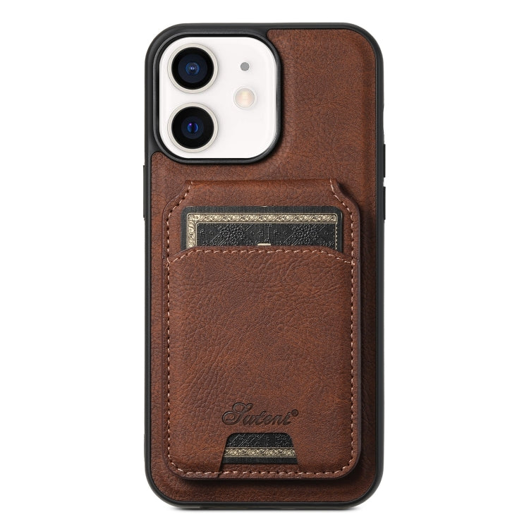 Suteni H16 Litchi Texture Leather Detachable Wallet Back Phone Case – Wear-resistant, Magnetic, Card Slot, For iPhone 14 Pro Max, For iPhone 13 Pro Max, For iPhone 13 Pro, For iPhone 13, For iPhone 12, For iPhone 12 Pro Max For iPhone 12 Brown