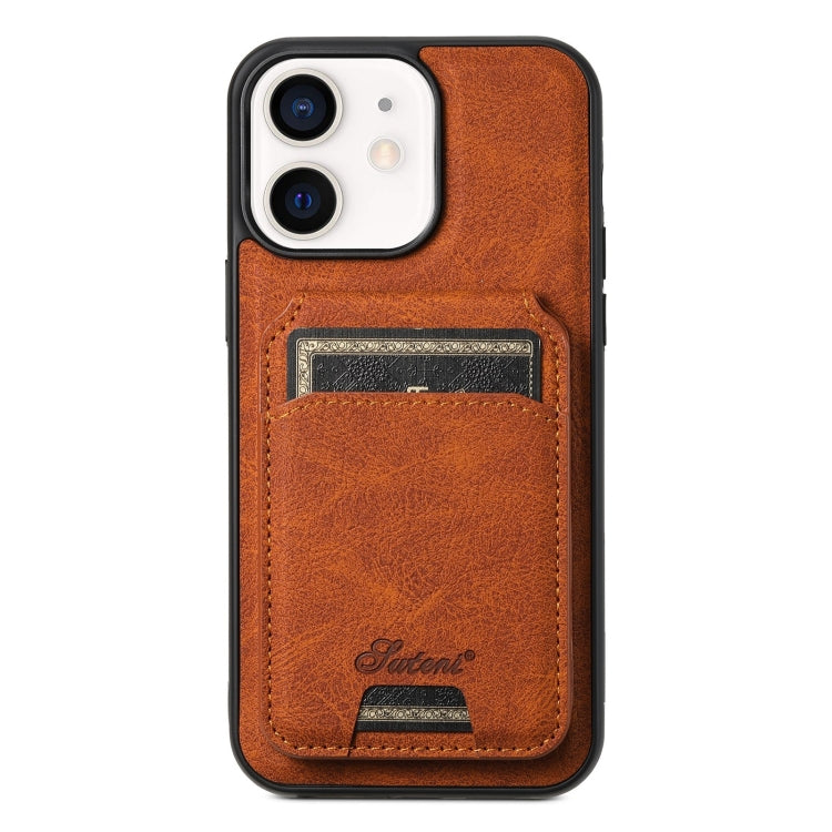 Suteni H16 Litchi Texture Leather Detachable Wallet Back Phone Case – Wear-resistant, Magnetic, Card Slot, For iPhone 14 Pro Max, For iPhone 13 Pro Max, For iPhone 13 Pro, For iPhone 13, For iPhone 12, For iPhone 12 Pro Max For iPhone 12 Khaki