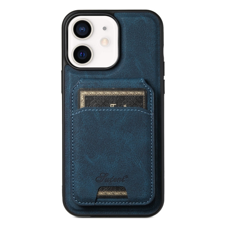 Suteni H16 Litchi Texture Leather Detachable Wallet Back Phone Case – Wear-resistant, Magnetic, Card Slot, For iPhone 14 Pro Max, For iPhone 13 Pro Max, For iPhone 13 Pro, For iPhone 13, For iPhone 12, For iPhone 12 Pro Max For iPhone 12 Blue