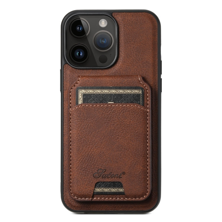 Suteni H16 Litchi Texture Leather Detachable Wallet Back Phone Case – Wear-resistant, Magnetic, Card Slot, For iPhone 14 Pro Max, For iPhone 13 Pro Max, For iPhone 13 Pro, For iPhone 13, For iPhone 12, For iPhone 12 Pro Max For iPhone 12 Pro Max Brown