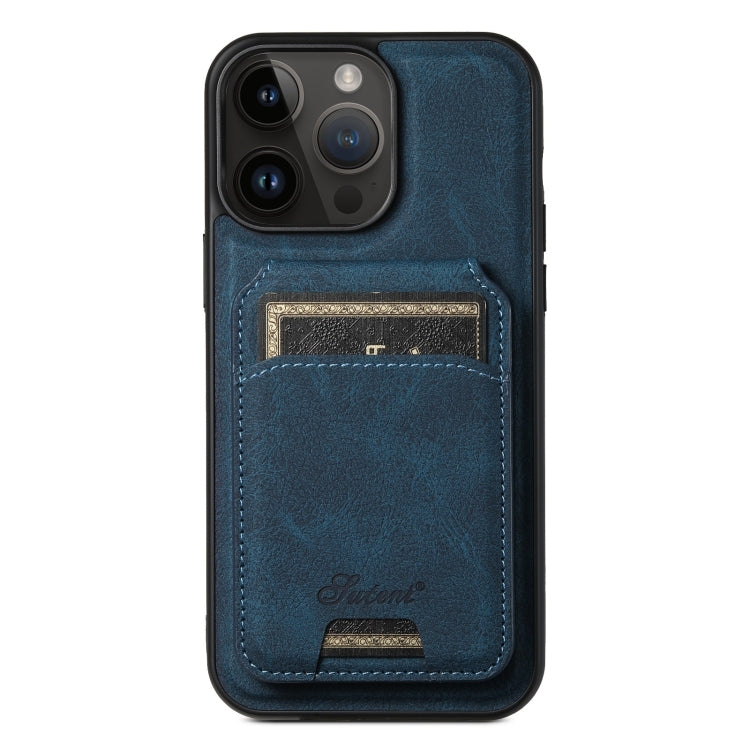 Suteni H16 Litchi Texture Leather Detachable Wallet Back Phone Case – Wear-resistant, Magnetic, Card Slot, For iPhone 14 Pro Max, For iPhone 13 Pro Max, For iPhone 13 Pro, For iPhone 13, For iPhone 12, For iPhone 12 Pro Max For iPhone 12 Pro Max Blue