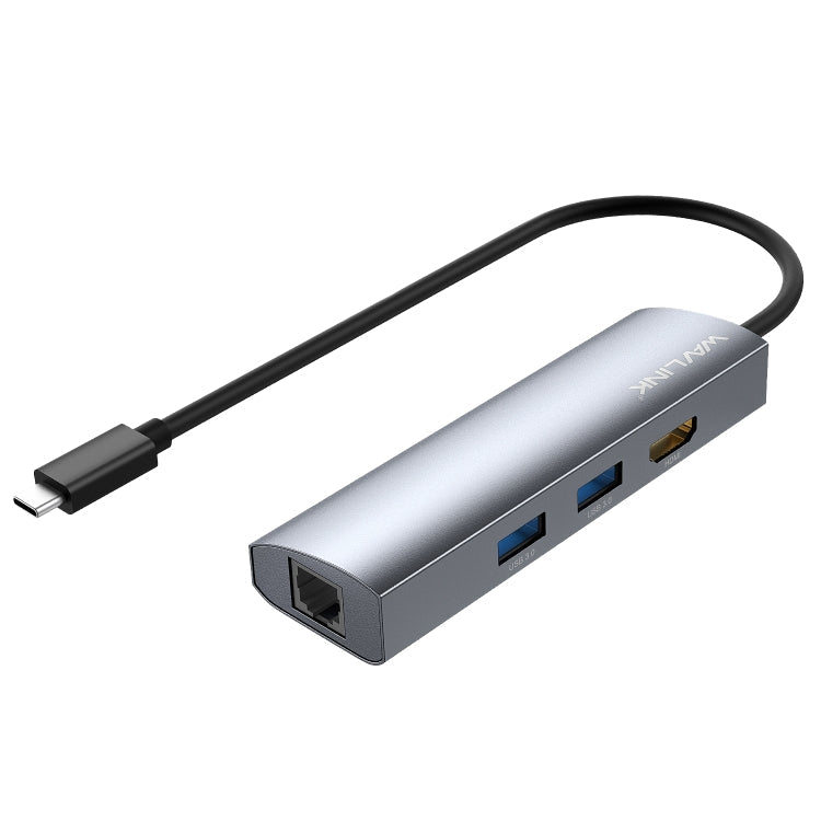 WAVLINK WL-UHP3408 USB HUB Adapter 4-in-1 Type-C to HD + 2xUSB3.0 + Gigabit RJ45 Docking Station, UHP3408 – Data Transmission, TPU, 4K