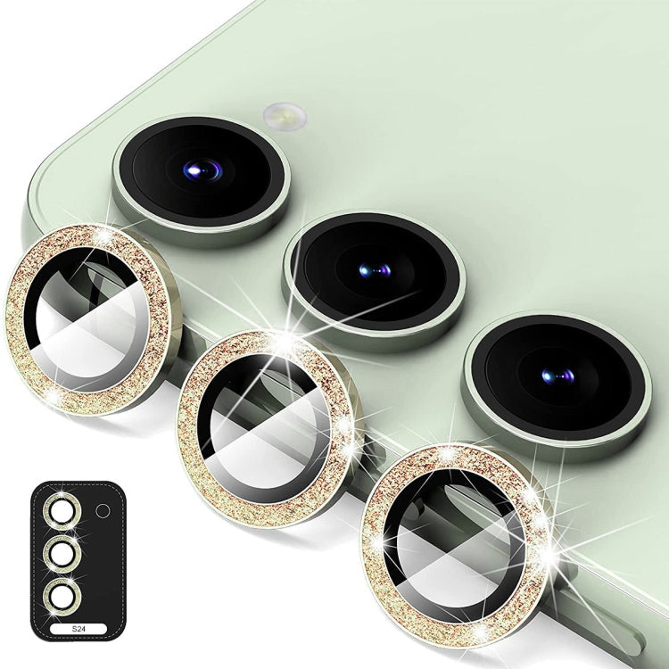 ENKAY Hat-Prince 9H Rear Camera Lens Glitter Aluminium Alloy Tempered Glass Film – Tempered Glass, For Samsung Galaxy S24 Ultra 5G, For Samsung Galaxy S24+ 5G, For Samsung Galaxy S24 5G For Samsung Galaxy S24 5G Yellow