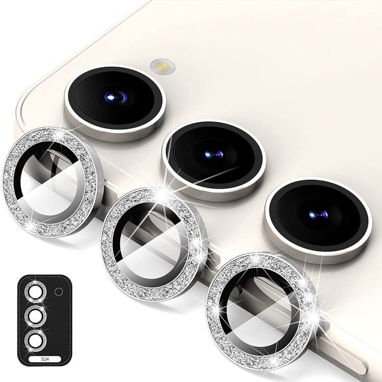 ENKAY Hat-Prince 9H Rear Camera Lens Glitter Aluminium Alloy Tempered Glass Film – Tempered Glass, For Samsung Galaxy S24 Ultra 5G, For Samsung Galaxy S24+ 5G, For Samsung Galaxy S24 5G For Samsung Galaxy S24 5G Silver