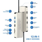 WAVLINK WL-UMD301 12 in 1 Multi-port Adapter 2*HDMI+1*VGA Triple Display USB-C Hub Dock, WL-UMD301 – Card Slot, 4K