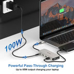 WAVLINK WL-UMD301 12 in 1 Multi-port Adapter 2*HDMI+1*VGA Triple Display USB-C Hub Dock, WL-UMD301 – Card Slot, 4K