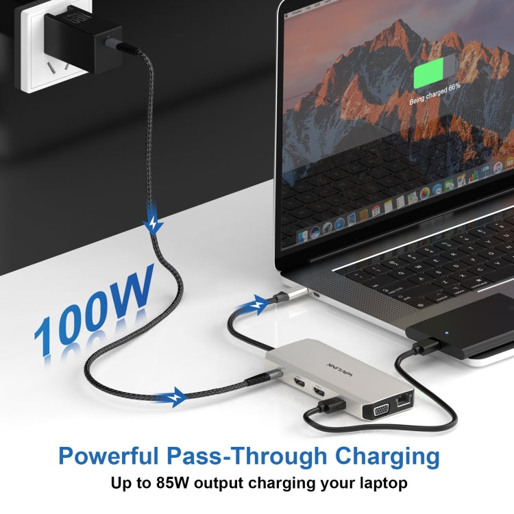 WAVLINK WL-UMD301 12 in 1 Multi-port Adapter 2*HDMI+1*VGA Triple Display USB-C Hub Dock, WL-UMD301 – Card Slot, 4K