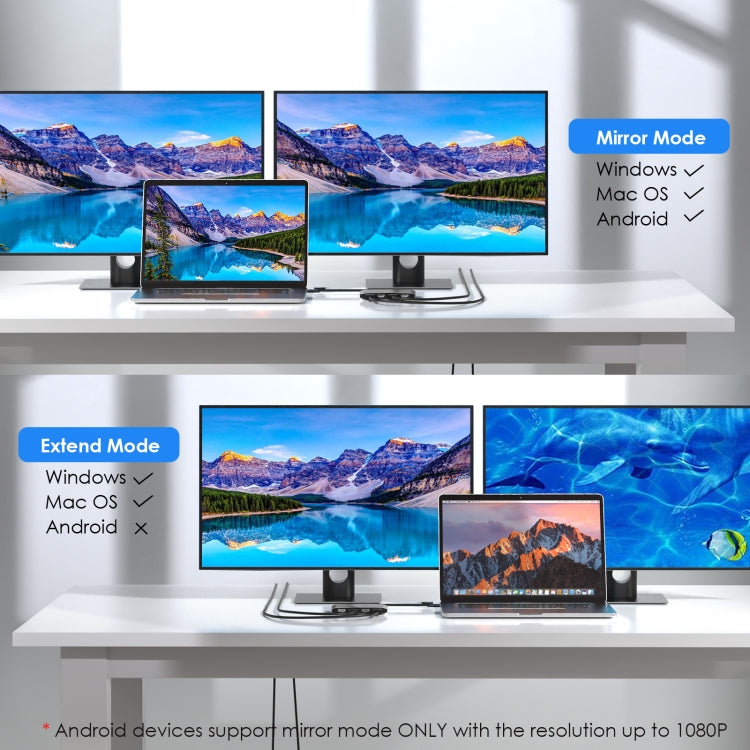 WAVLINK WL-UG69DH2 Dual Monitor USB+Type-C to Dual 4K HD DisplayPort Adapter Splitter, WL-UG69DH2 – Flip, Aluminum Alloy, Plug-and-play