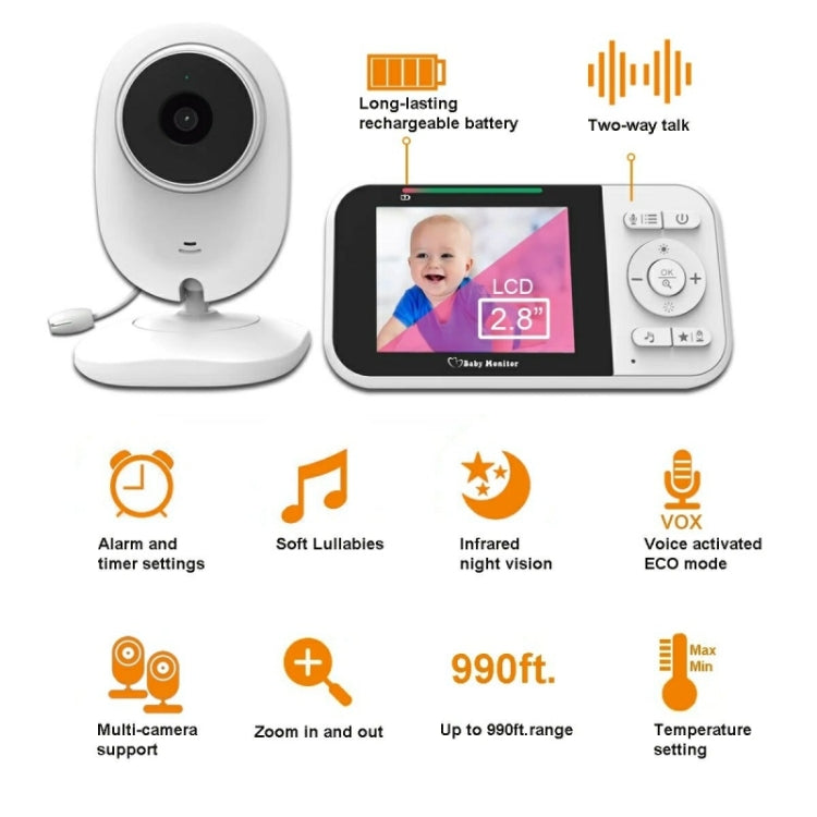 Temperature Detection 2 Way Voice Baby Security Video Camera 2.8-inch LCD Baby Monitor, 218 – Durable Build, Easy to Use