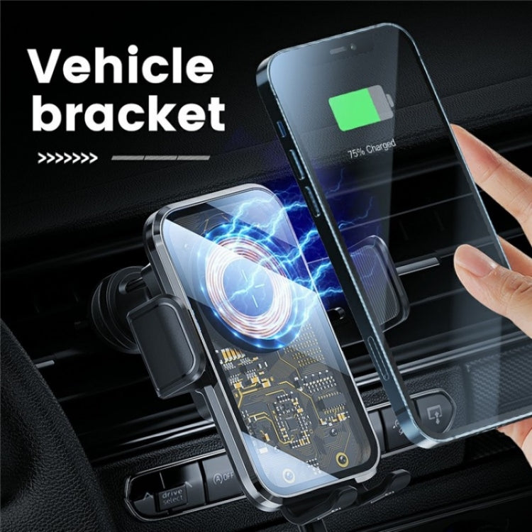 X11 15W Fast Charger Car Air Vent Hook Wireless Charger Intelligent Induction, X11 (Tarnish), X11 (Silver) – TPU, Electroplating