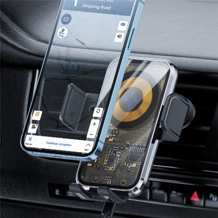 X11 15W Fast Charger Car Air Vent Hook Wireless Charger Intelligent Induction, X11 (Tarnish), X11 (Silver) – TPU, Electroplating