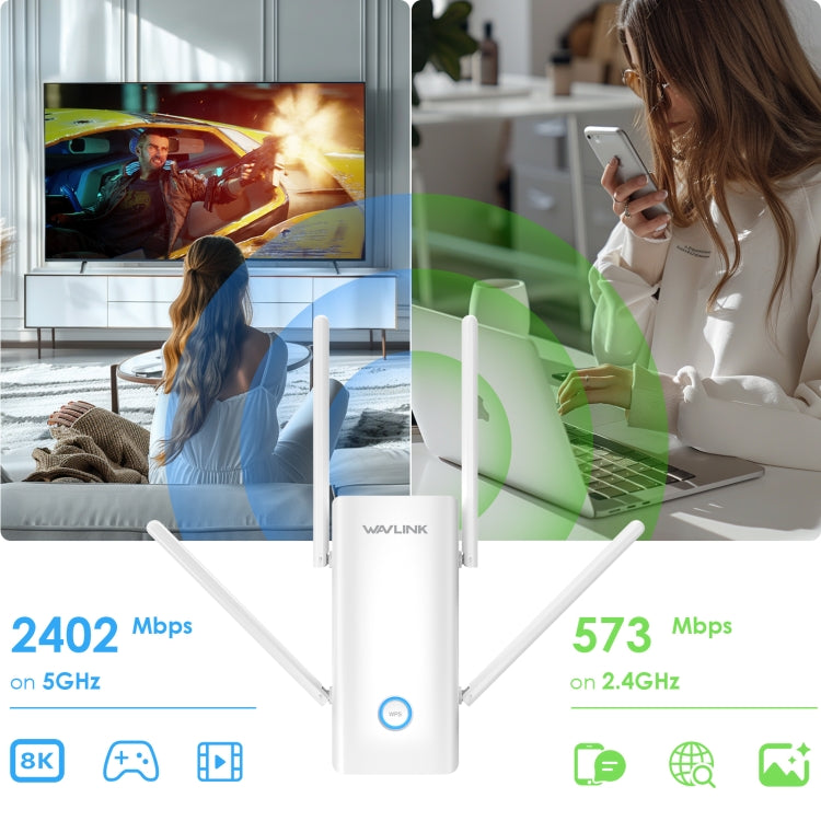 Wavlink WN583AX3 AX3000 Dual Band WiFi Repeater/AP/Router/Mesh Mode WiFi Extender, US Plug, UK Plug, AU Plug, EU Plug – Durable Build, Easy to Use