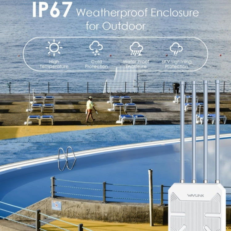 WAVLINK WN573HX3 AX3000 Waterproof Outdoor WiFi Wireless Outdoor Dual Band Router, US Plug, UK Plug, EU Plug, AU Plug – Waterproof