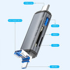 ADS-307 Data Transfer OTG Adapter USB / Type-C / Micro Plug SD TF Card U-Disk Reader, ADS-307 – Aluminum Alloy