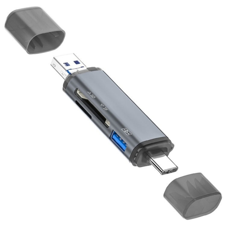 ADS-307 Data Transfer OTG Adapter USB / Type-C / Micro Plug SD TF Card U-Disk Reader, ADS-307 – Aluminum Alloy