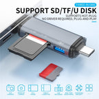 ADS-307 Data Transfer OTG Adapter USB / Type-C / Micro Plug SD TF Card U-Disk Reader, ADS-307 – Aluminum Alloy