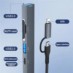 ADS-805 8 Pin + Type-C to USB-C Data + USB 2.0 / 3.0 + SD / TF Card Reader Hub Expansion Converter, ADS-805 – Aluminum Alloy