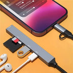 ADS-805 8 Pin + Type-C to USB-C Data + USB 2.0 / 3.0 + SD / TF Card Reader Hub Expansion Converter, ADS-805 – Aluminum Alloy