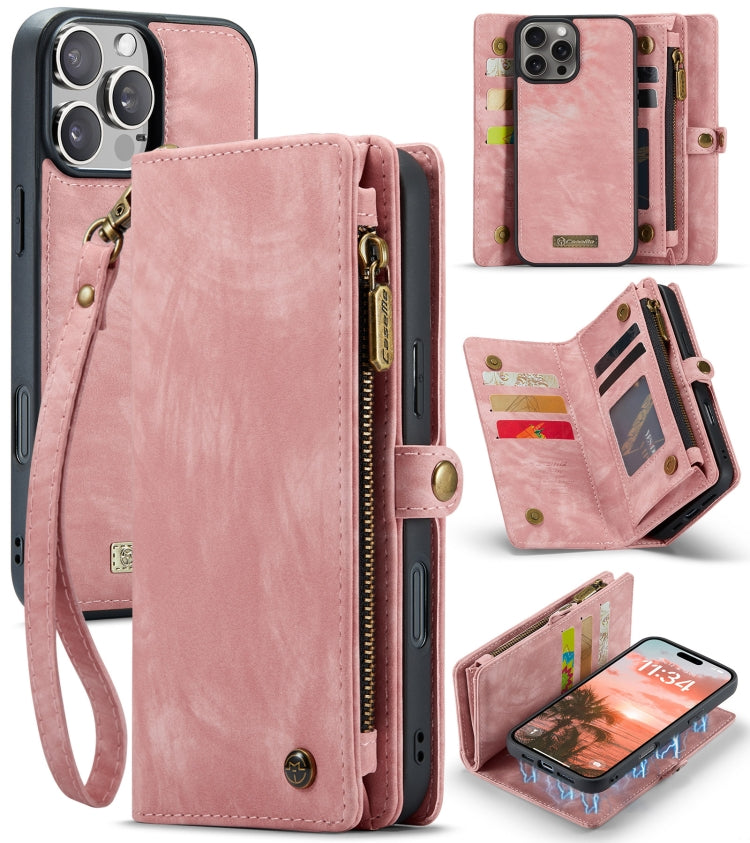 CaseMe 008 Detachable Multifunctional Leather Phone Case – Magnetic, Card Slot, Leather, For iPhone Air, For iPhone 16 Pro Max, For iPhone 16 Pro, For iPhone 16 Plus For iPhone 16 Pro Max Pink