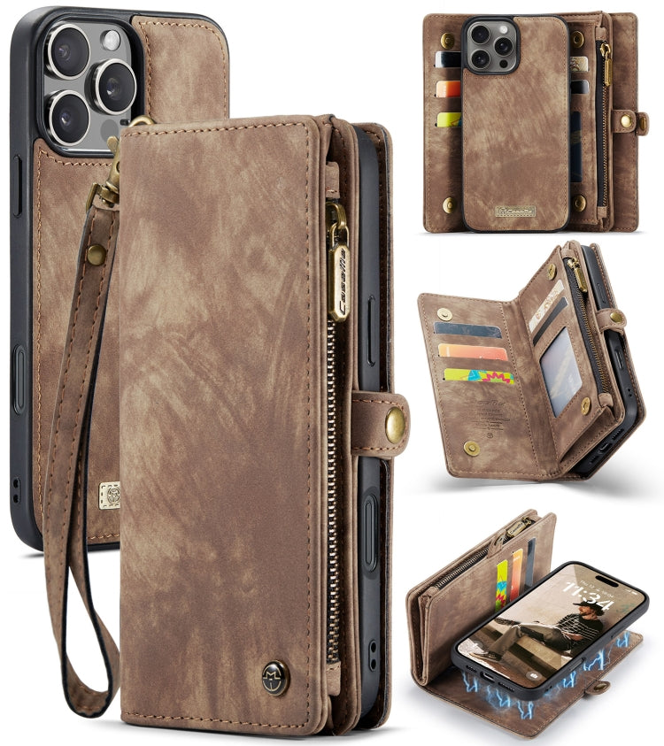 CaseMe 008 Detachable Multifunctional Leather Phone Case – Magnetic, Card Slot, Leather, For iPhone Air, For iPhone 16 Pro Max, For iPhone 16 Pro, For iPhone 16 Plus For iPhone 16 Pro Brown