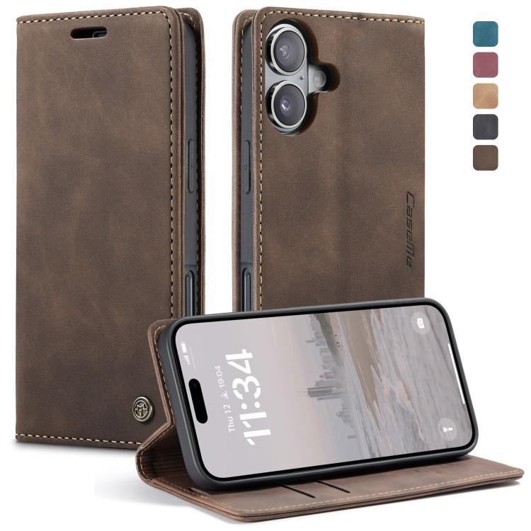 CaseMe 013 Multifunctional Horizontal Flip Leather Phone Case, For iPhone 16 For iPhone 16 Coffee