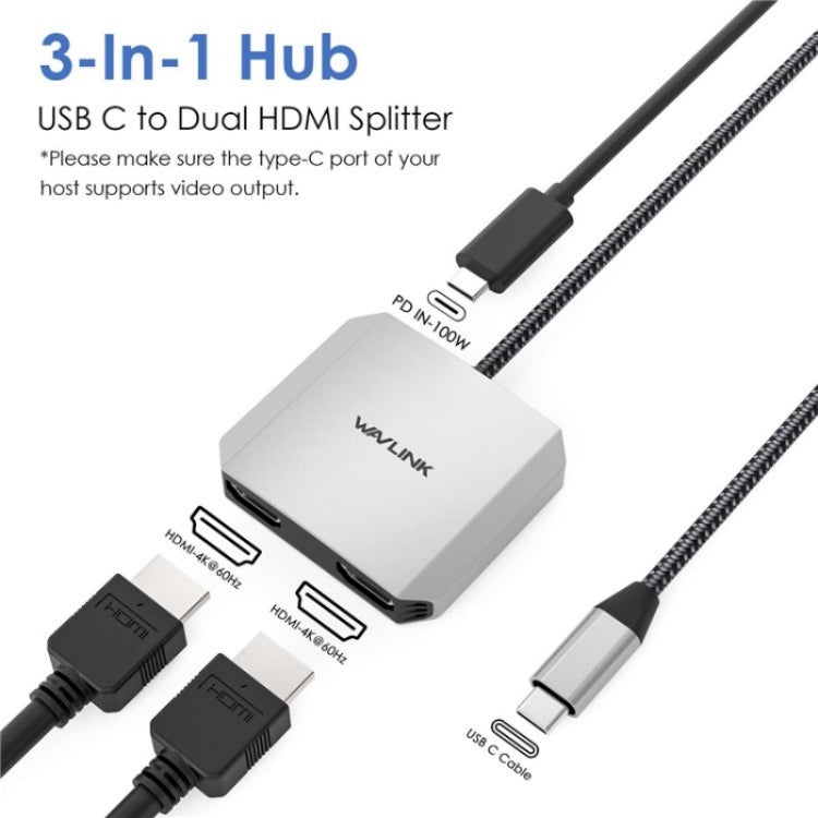 WAVLINK UHP510 Pro 87W PD Charging USB C to Dual HD Converter 4K 60Hz Monitor Adapter – Flip, 4K