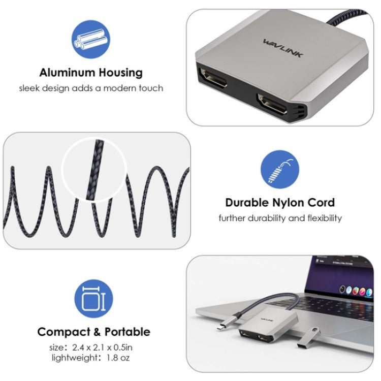 WAVLINK UHP510 Pro 87W PD Charging USB C to Dual HD Converter 4K 60Hz Monitor Adapter – Flip, 4K