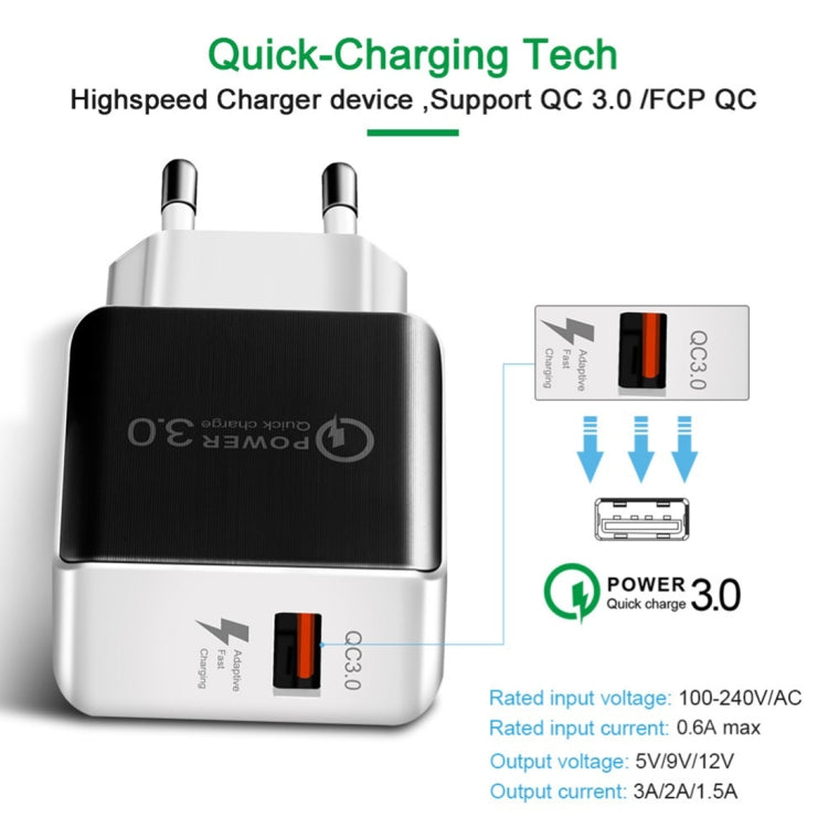 1USB QC 3.0 Wire Drawing Quick Charger EU Plug, QC 3.0 Black, QC 3.0 White – Durable Build, Easy to Use