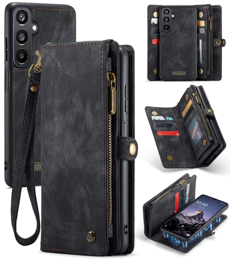 CaseMe 008 Detachable Multifunctional Leather Phone Case – Magnetic, Card Slot, Leather, For Samsung Galaxy S25+ 5G, For Samsung Galaxy S25 Ultra 5G, For Samsung Galaxy A16 5G For Samsung Galaxy A16 5G Black