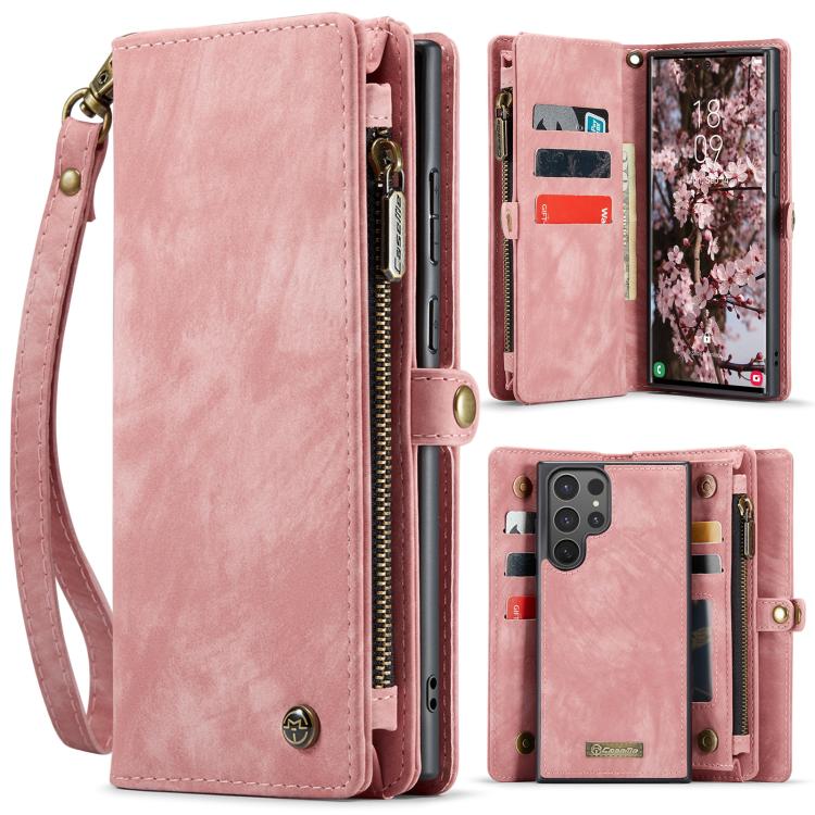 CaseMe 008 Detachable Multifunctional Leather Phone Case – Magnetic, Card Slot, Leather, For Samsung Galaxy S25+ 5G, For Samsung Galaxy S25 Ultra 5G, For Samsung Galaxy A16 5G For Samsung Galaxy S25 Ultra 5G Pink