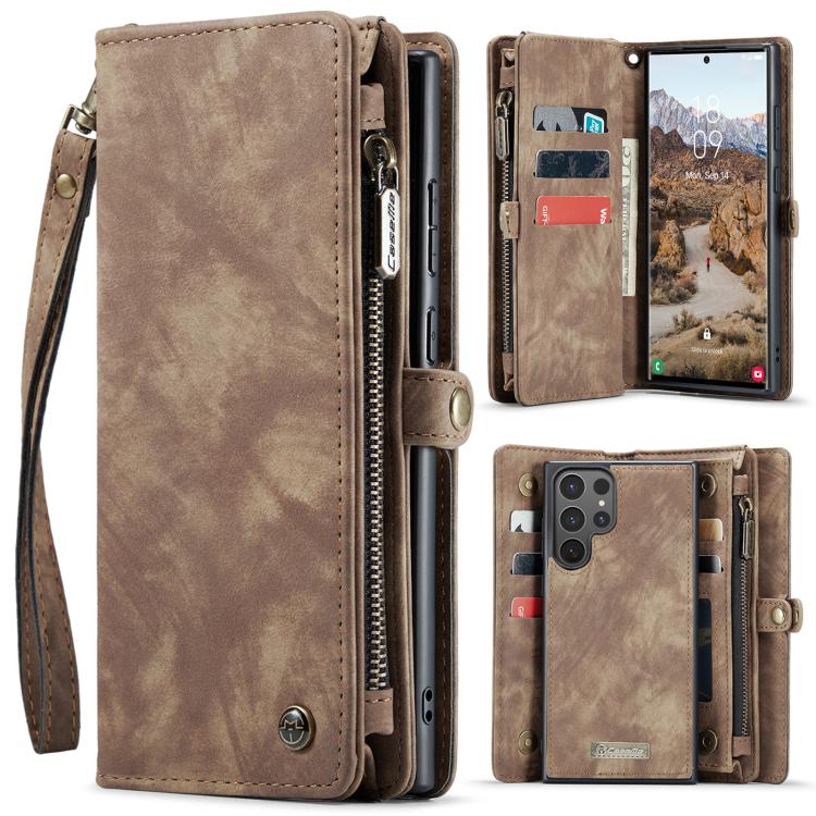 CaseMe 008 Detachable Multifunctional Leather Phone Case – Magnetic, Card Slot, Leather, For Samsung Galaxy S25+ 5G, For Samsung Galaxy S25 Ultra 5G, For Samsung Galaxy A16 5G For Samsung Galaxy S25 Ultra 5G Brown