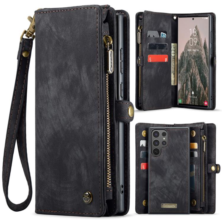 CaseMe 008 Detachable Multifunctional Leather Phone Case – Magnetic, Card Slot, Leather, For Samsung Galaxy S25+ 5G, For Samsung Galaxy S25 Ultra 5G, For Samsung Galaxy A16 5G For Samsung Galaxy S25 Ultra 5G Black