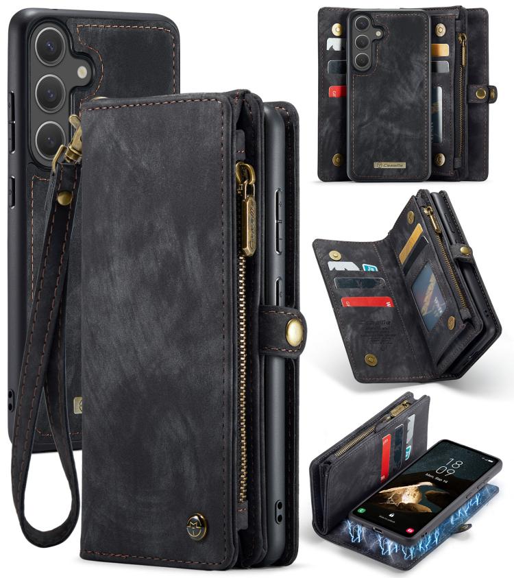 CaseMe 008 Detachable Multifunctional Leather Phone Case – Magnetic, Card Slot, Leather, For Samsung Galaxy S25 Edge 5G, For Samsung Galaxy A56 5G, For Samsung Galaxy A36 5G, For Samsung Galaxy S25 5G For Samsung Galaxy S25 5G Black