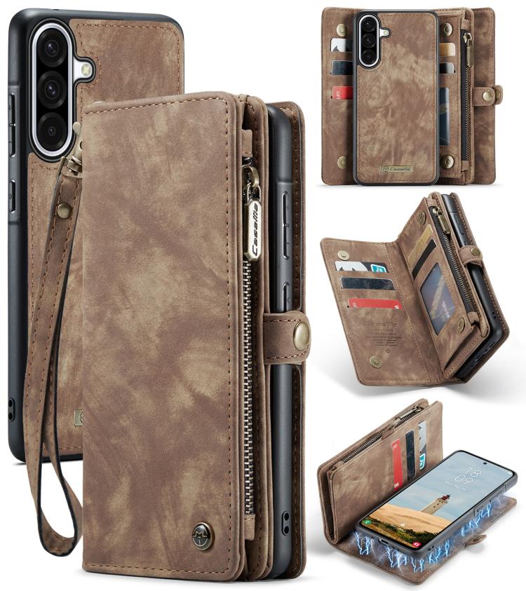CaseMe 008 Detachable Multifunctional Leather Phone Case – Magnetic, Card Slot, Leather, For Samsung Galaxy S25 Edge 5G, For Samsung Galaxy A56 5G, For Samsung Galaxy A36 5G, For Samsung Galaxy S25 5G For Samsung Galaxy A56 5G Brown