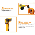 GM1150A 50:1 Infrared Thermometer -18~1150 Degrees Celsius LCD Digital Temperature Meter Industrial Pyrometer 0.1~1EM Adjustable, GM1150A Yellow