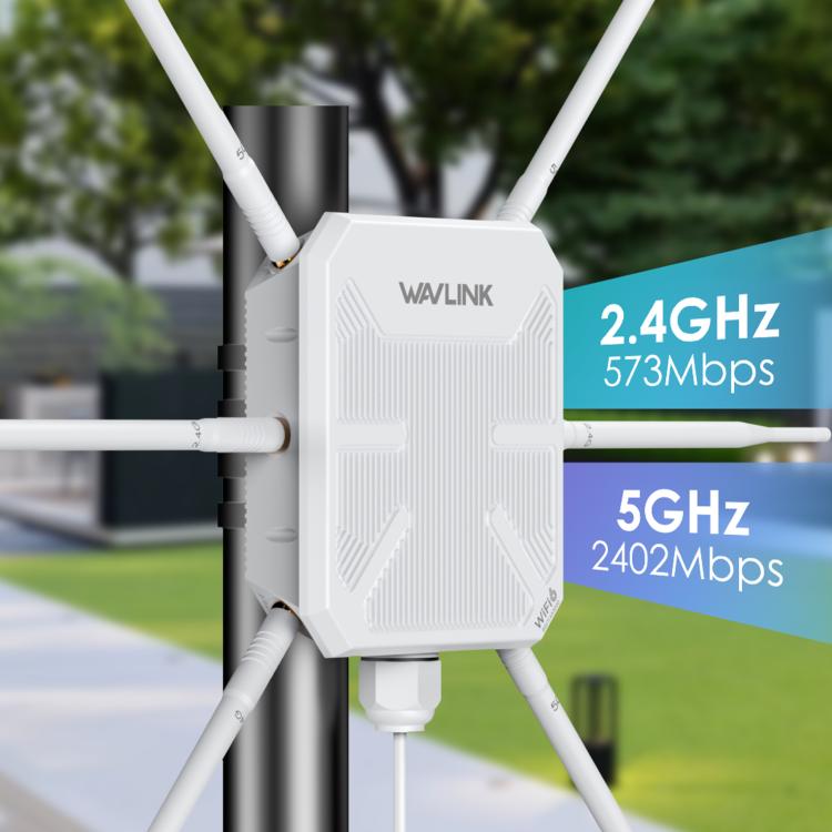 WAVLINK WN588HX3 AX3000 Outdoor WiFi Extender with 6 Antennas Dual Band WiFi Repeater, US Plug, UK Plug, EU Plug, AU Plug – Waterproof