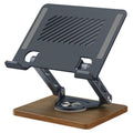 J27 Desktop Foldable Rotating Wooden Base Tablets Laptops Metal Cooling Holder, J27 – Non-slip J27 Grey