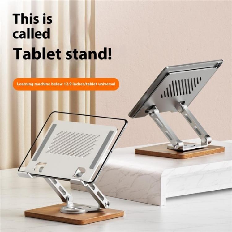 J27 Desktop Foldable Rotating Wooden Base Tablets Laptops Metal Cooling Holder, J27 – Non-slip