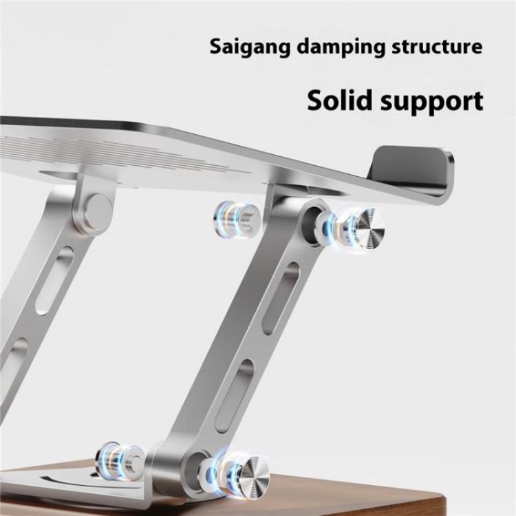 J27 Desktop Foldable Rotating Wooden Base Tablets Laptops Metal Cooling Holder, J27 – Non-slip