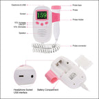 RZ-100S9 LED Fetal Doppler Ultrasound Sound Baby Heartbeat Detector Monitor Digital Prenatal Pocket Fetal Doppler Stethoscope, RZ-100S9