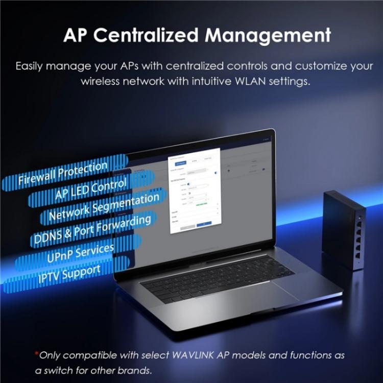 WAVLINK WN701AE IEEE 802.3AF / AT Auto-Discovery Centralized AP Management Poe Switch, US Plug, UK Plug, EU Plug, AU Plug – Data Transmission