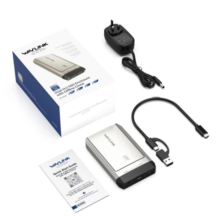 WAVLINK ST347 One-Click Offline Clone Dual Slot M.2 SSD Enclosure USB-C 3.2 Gen2 10Gbps, ST347 – Durable Build, Easy to Use