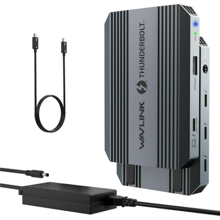 WAVLINK UTD49T 100W PD Input USB-A High Speed Data Transfer Adapter Thunderbolt 4 Hub, UTD49T – Aluminum Alloy, 4K UTD49T UK Plug