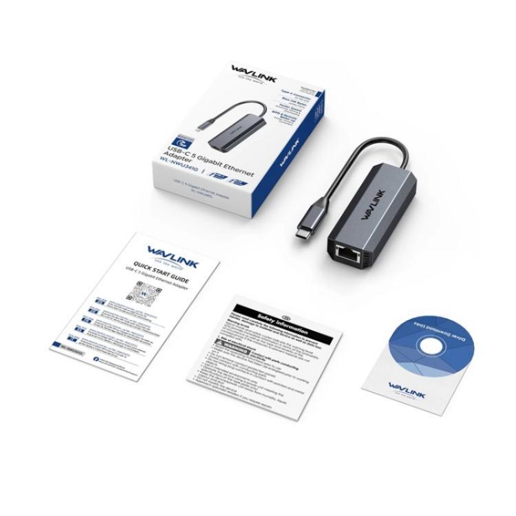WAVLINK WL-NWU341G Laptop USB-C to 5000Mbps RJ45 LAN Ethernet Network Adapter, NWU341G – Aluminum Alloy