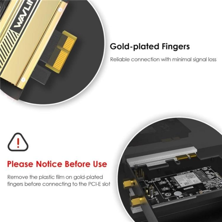 WAVLINK WN675X3-C WiFi 6E Pcie WiFi Network Card Adapter Triple Band AX210 AX5400, WN675X3-C – Bluetooth